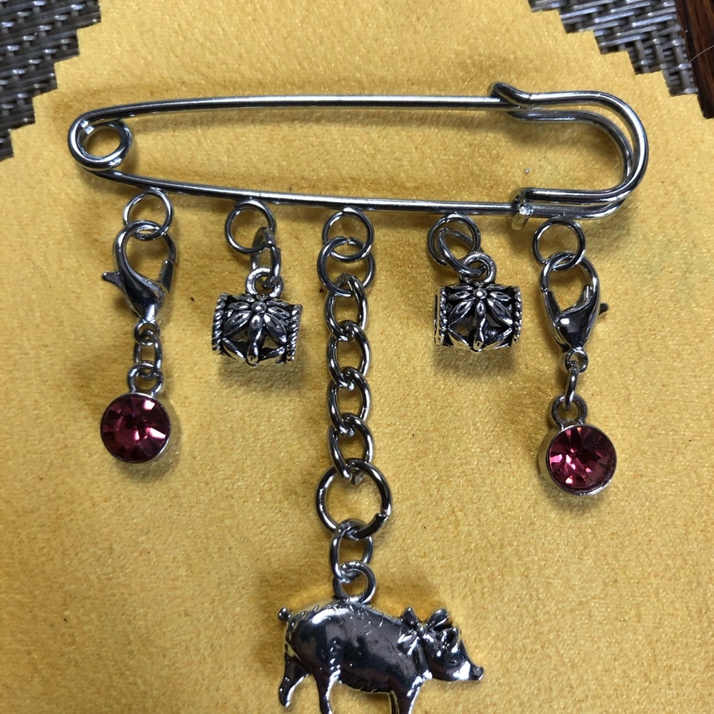 NWT, Handmade by A Charmed Life. Silver Pig Pin